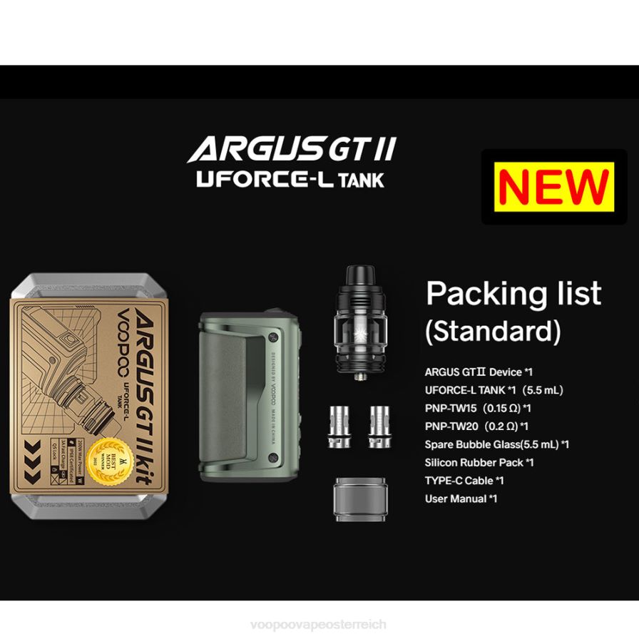 VOOPOO ARGUS GT II Tank-Kit HBH8T01 Graphit VOOPOO vape österreich