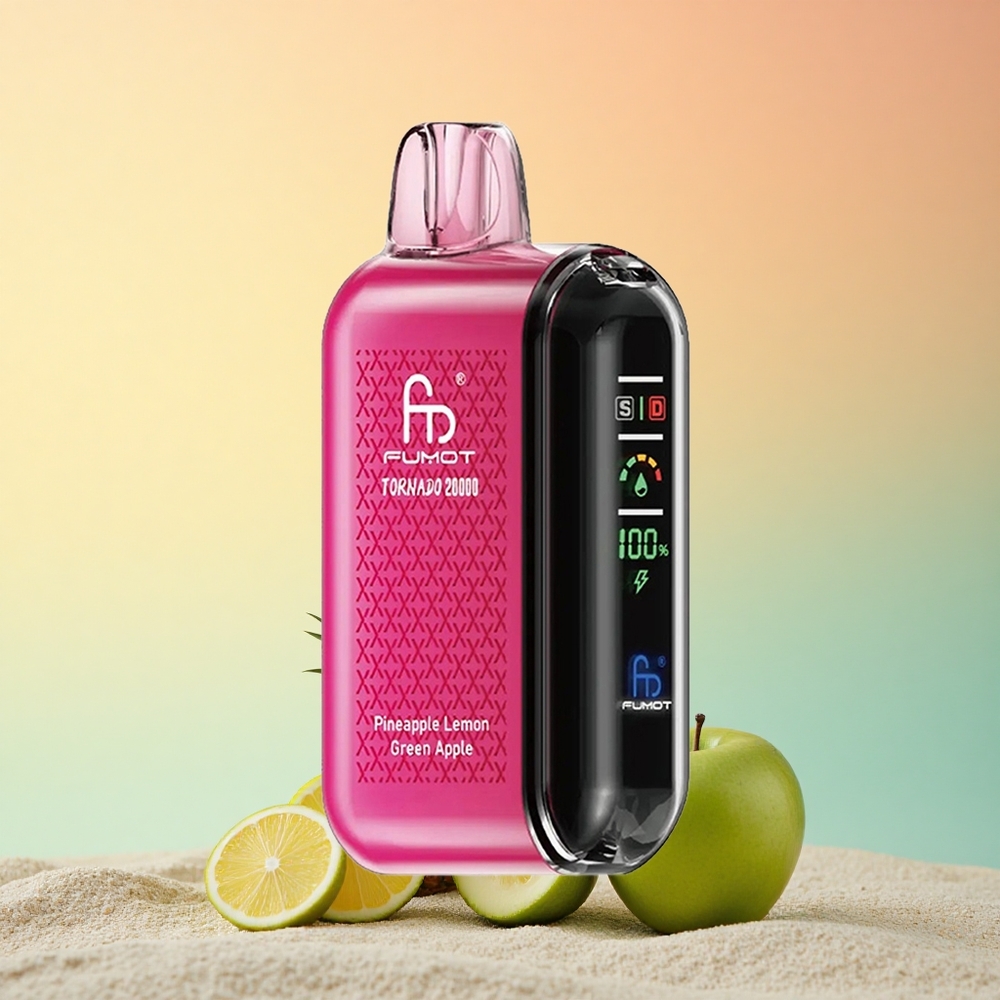 Fumot Tornado 20000 Puffs Ananas Zitrone Grüner Apfel Dual Mesh Coil Smart Display