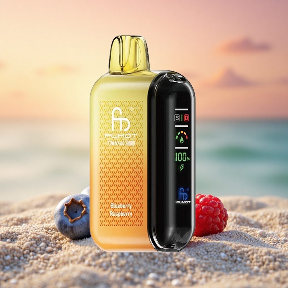 Fumot Tornado 20000 Puffs Blaubeere Himbeere Dual Mesh Coil Smart Display