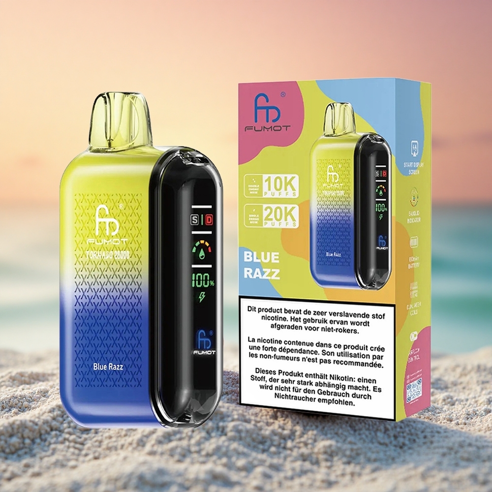 Fumot Tornado 20000 Puffs Blaue Himbeere Dual Mesh Coil Smart Display