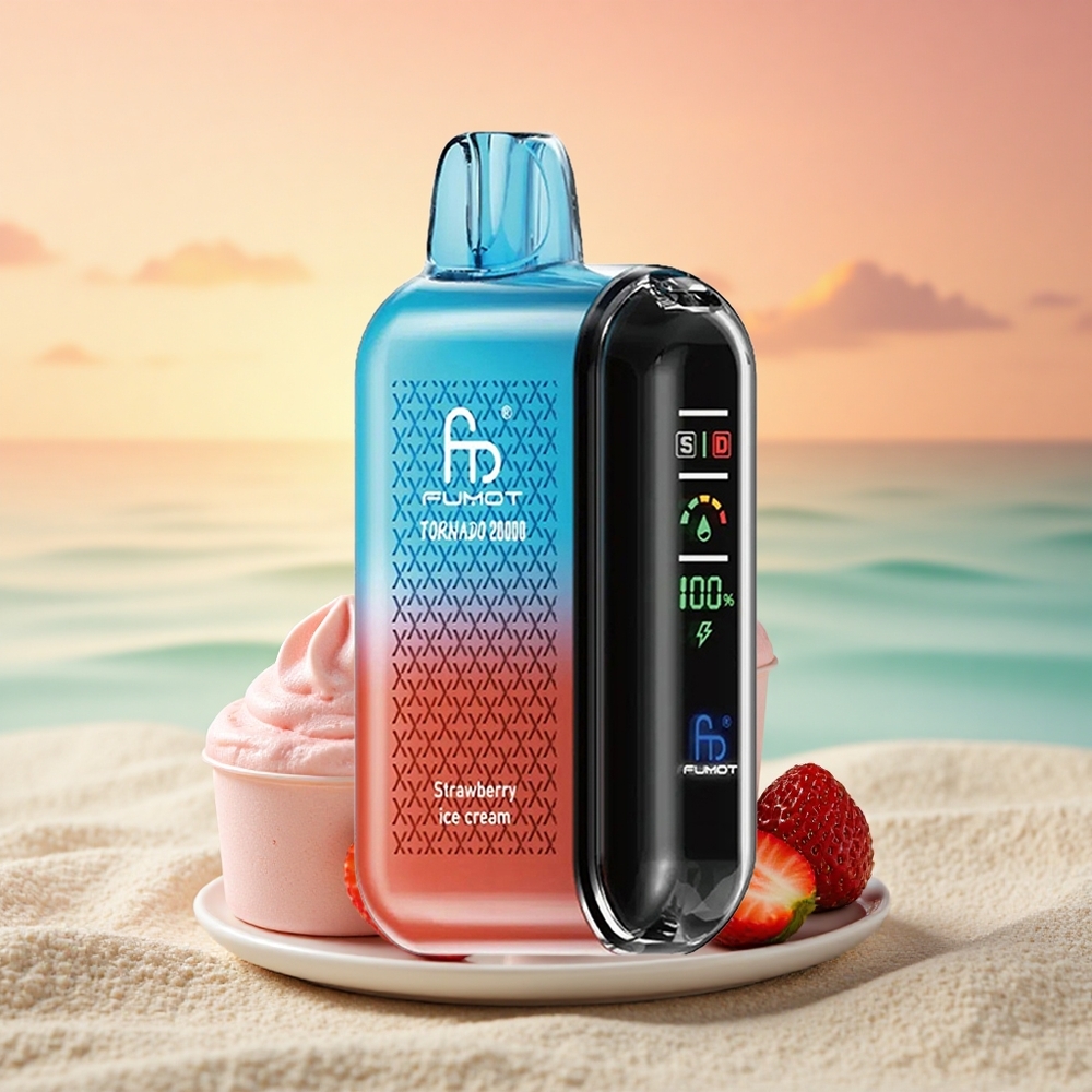 Fumot Tornado 20000 Puffs Erdbeer-Eis Doppel-Mesh mit Smart-Display