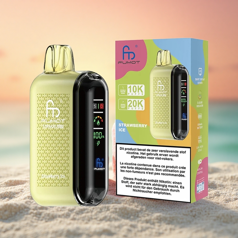 Fumot Tornado 20000 Puffs Erdbeereis Dual Mesh mit Smart Display