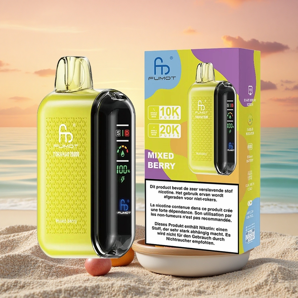 Fumot Tornado 20000 Puffs Gemischte Beeren Dual Mesh Coil Smart Display