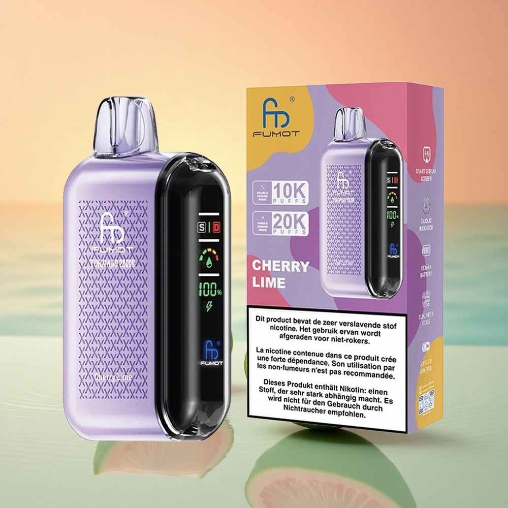 Fumot Tornado 20000 Puffs Kirschlimette Dual Mesh Display