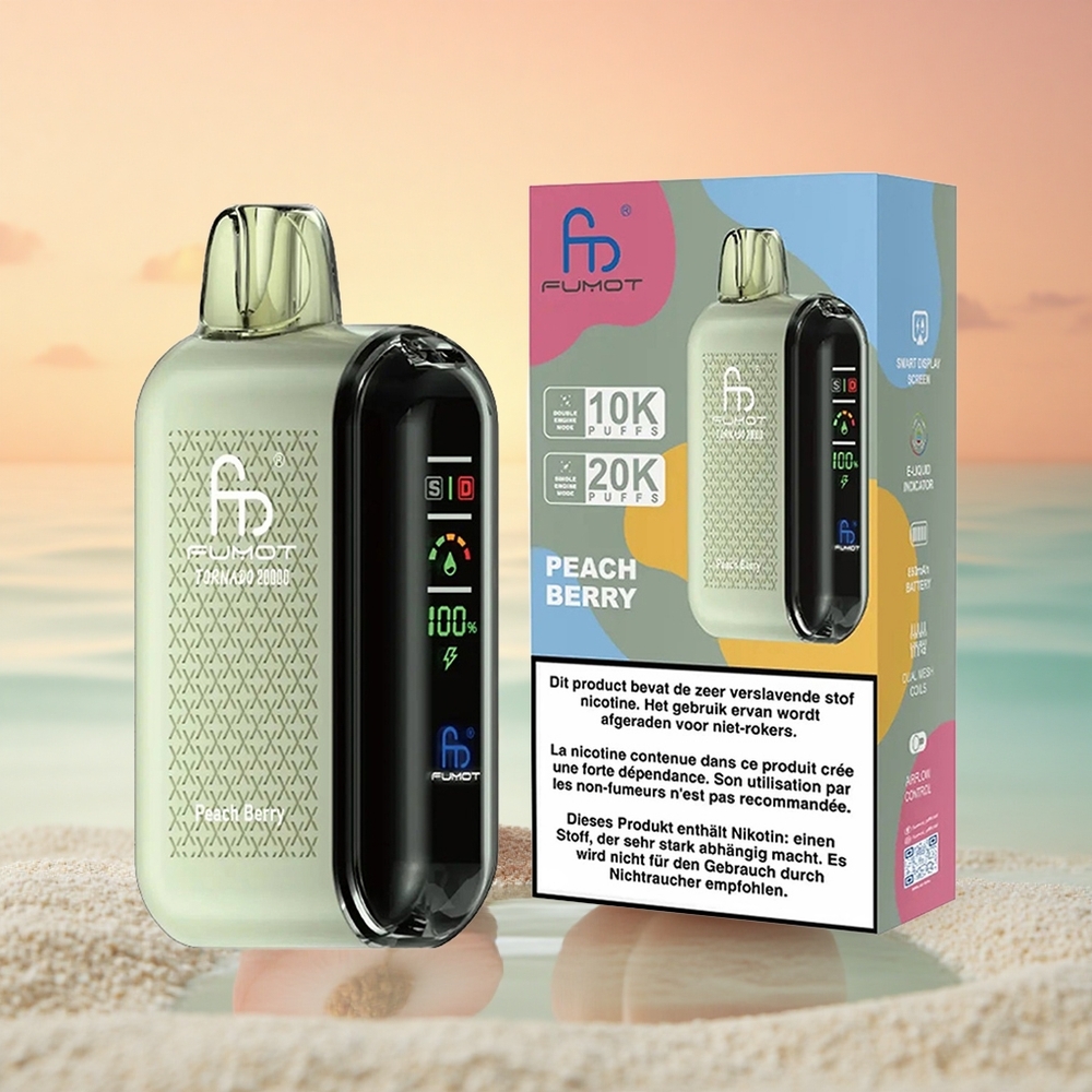 Fumot Tornado 20000 Puffs Pfirsichbeere Dual Mesh Coil