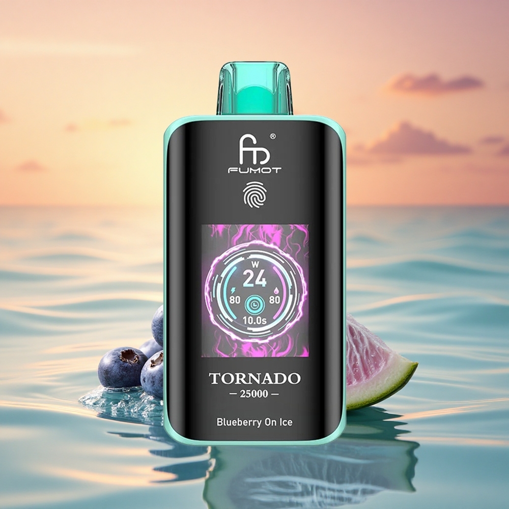 Fumot Tornado 25000 Puffs Blaubeere Auf Eis mit HD-Bildschirm und 700mAh Akku