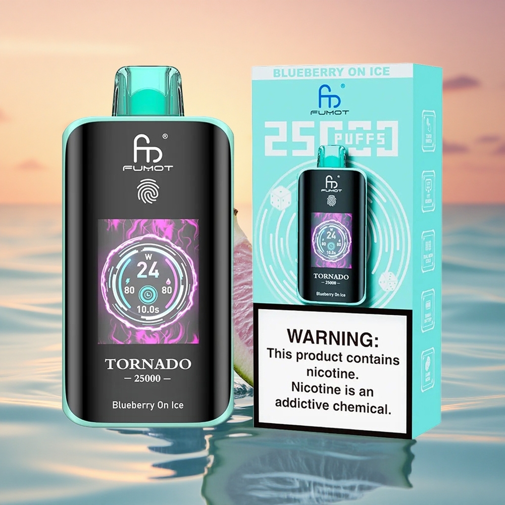 Fumot Tornado 25000 Puffs Blaubeere Auf Eis mit HD-Bildschirm und 700mAh Akku