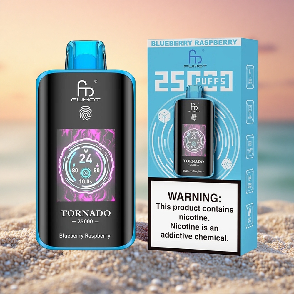 Fumot Tornado 25000 Puffs Blaubeere Himbeere HD Bildschirm 700mAh 20ml