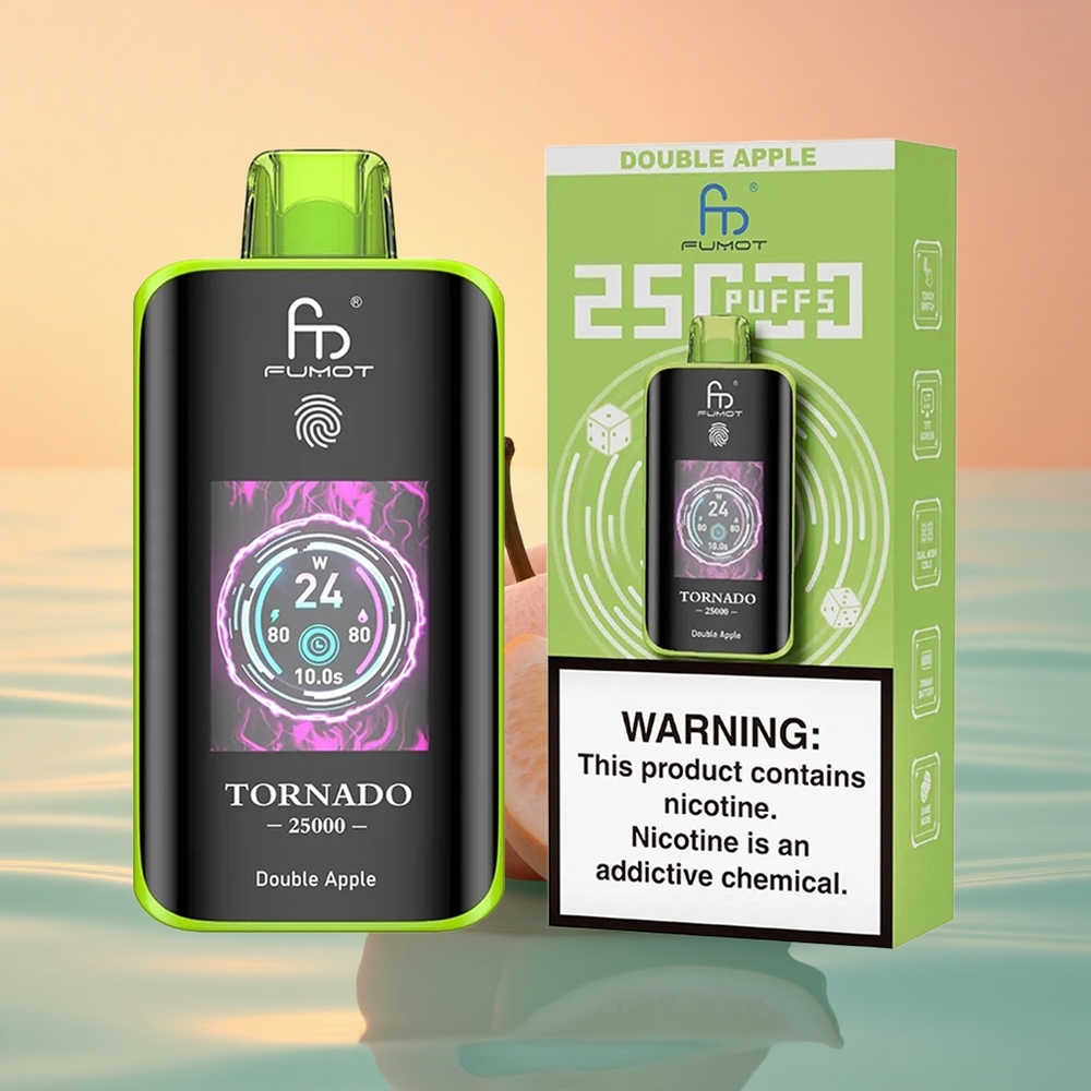 Fumot Tornado 25000 Puffs Doppelapfel HD Bildschirm 700mAh 20ml