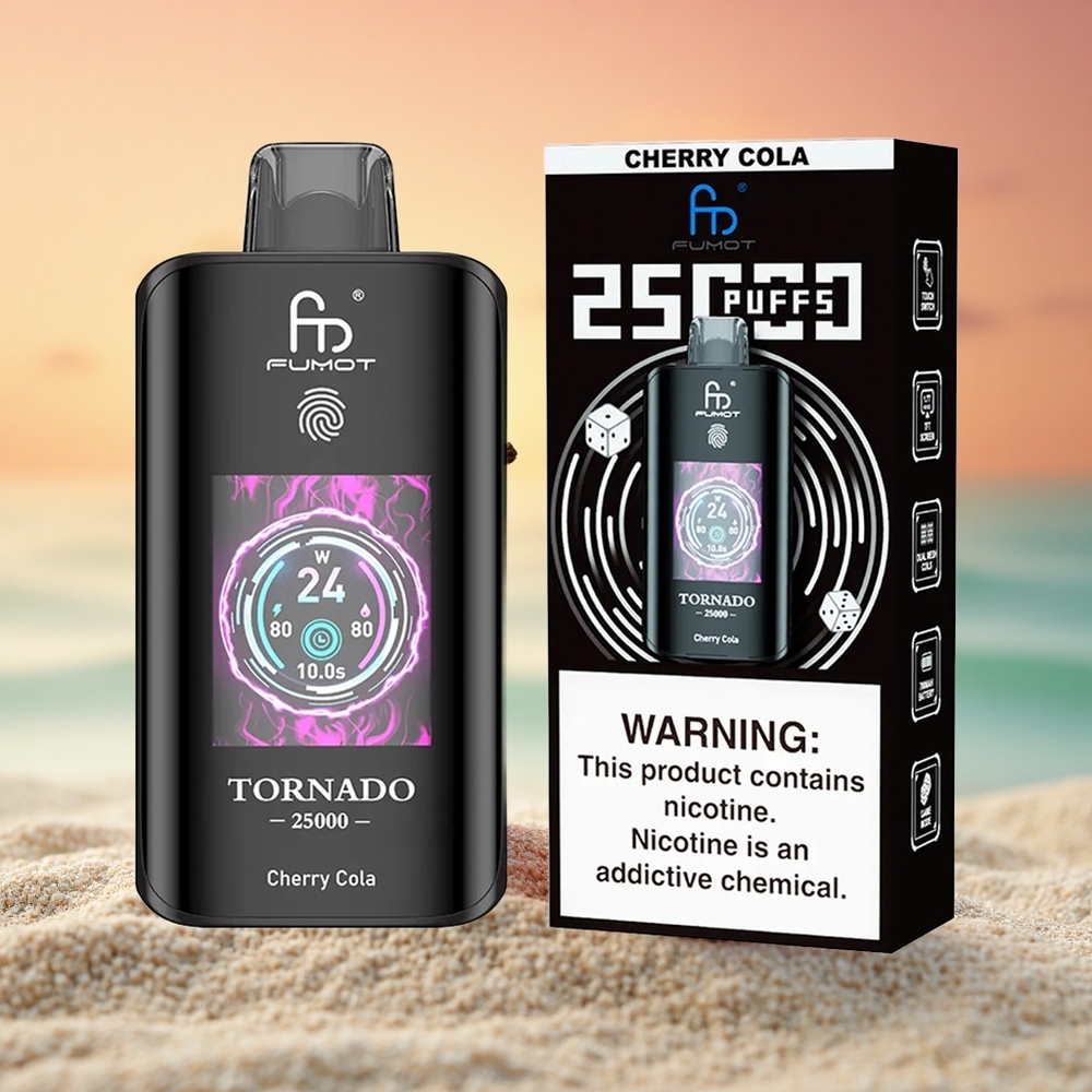 Fumot Tornado 25000 Puffs Kirsch-Cola HD Bildschirm 700mAh Typ-C