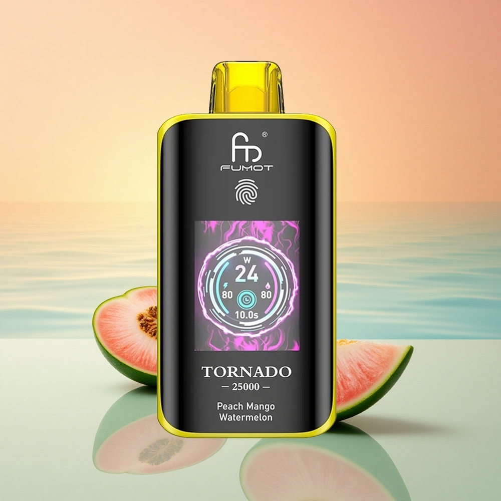 Fumot Tornado 25000 Puffs Pfirsich Mango Wassermelone HD Bildschirm 700mAh 20ml