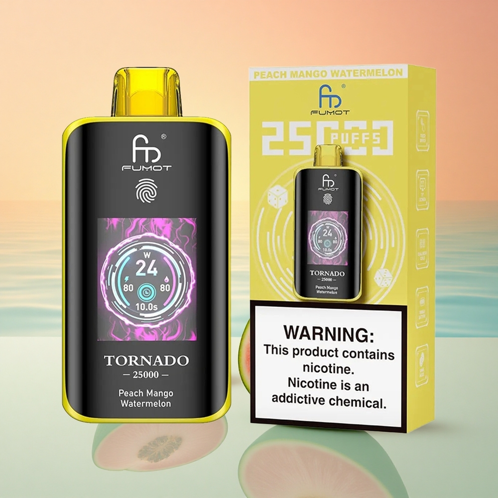 Fumot Tornado 25000 Puffs Pfirsich Mango Wassermelone HD Bildschirm 700mAh 20ml