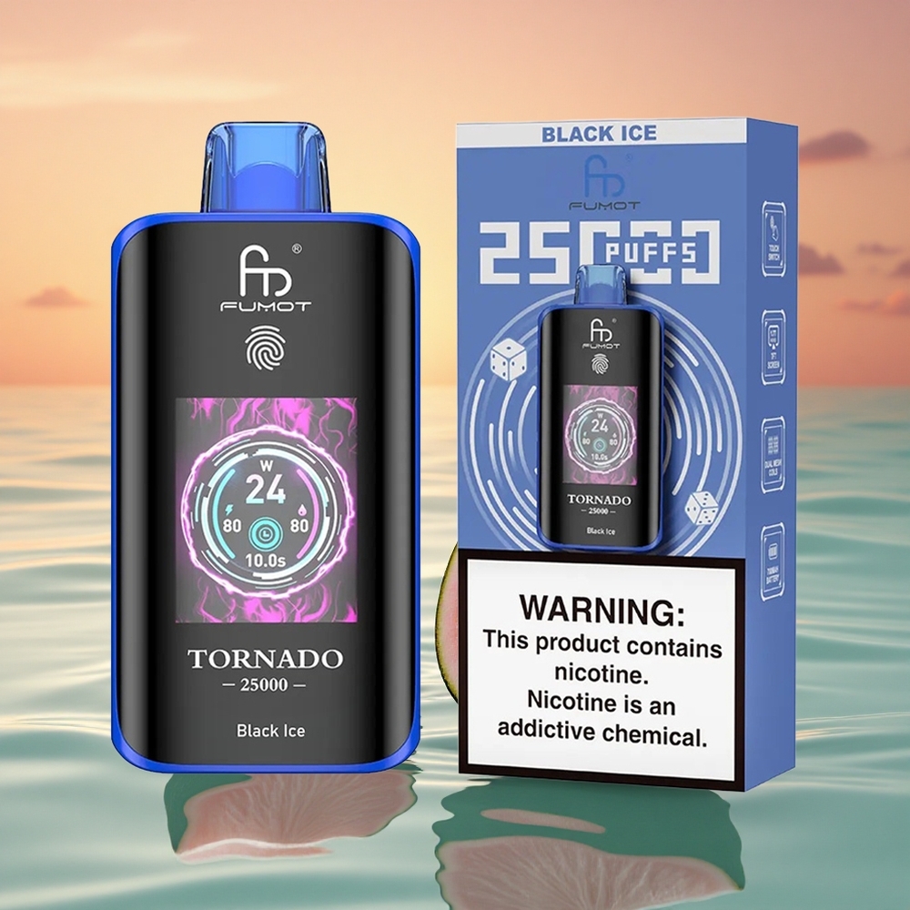 Fumot Tornado 25000 Puffs Schwarz Eis HD 700mAh Typ-C