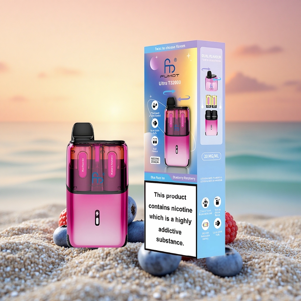 Fumot Ultra T32000 Puffs Blaue Himbeer-Eis - Blaubeere Himbeere mit 800mAh & Typ-C Ladung