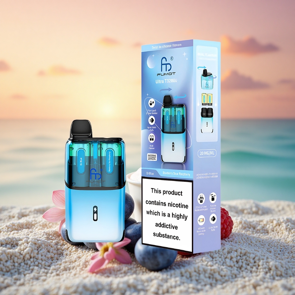 Fumot Ultra T32000 Puffs Dr Blue - Blaubeer-Sauer-Himbeere mit 800mAh Akku und 24ml E-Liquid