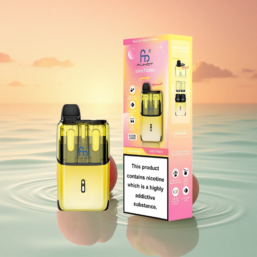 Fumot Ultra T32000 Puffs Dreifach Mango - Saftiger Pfirsich mit 24ml E-Liquid und 800mAh Akku