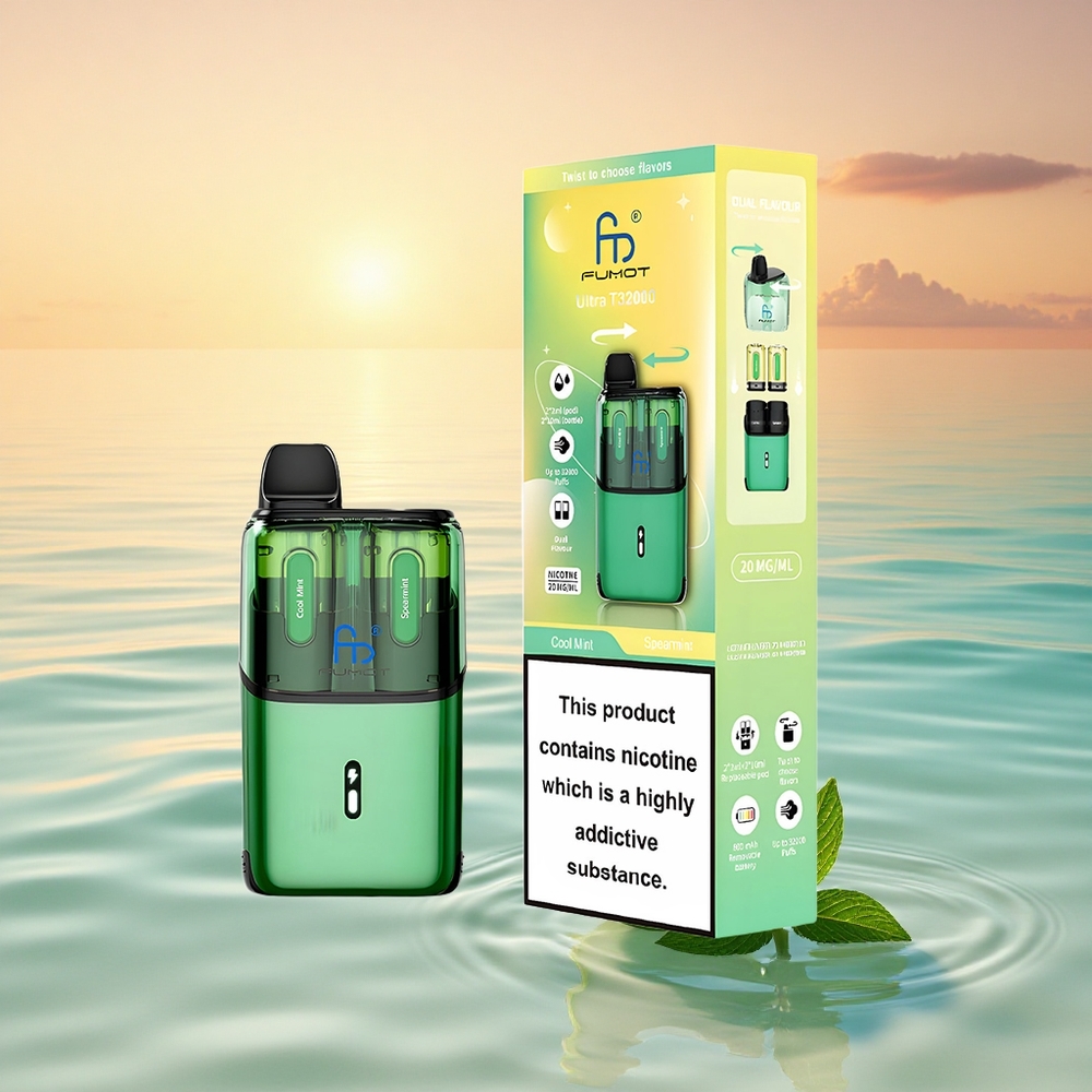 Fumot Ultra T32000 Puffs Kühle Minze - Spearmint mit 800mAh Akku und Typ-C Schnellladung
