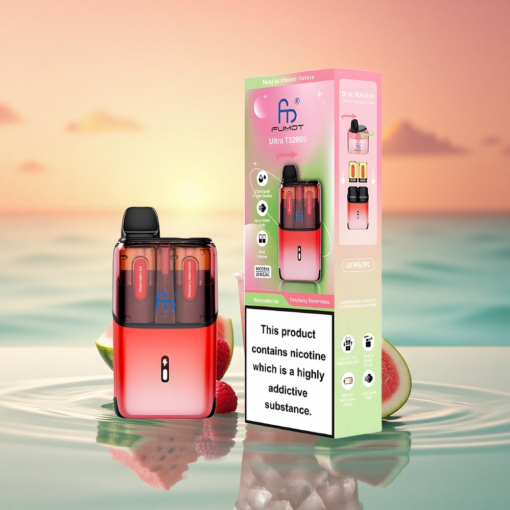 Fumot Ultra T32000 Puffs Wassermelone-Eis - Himbeer-Wassermelone mit 800mAh und Mesh Coil
