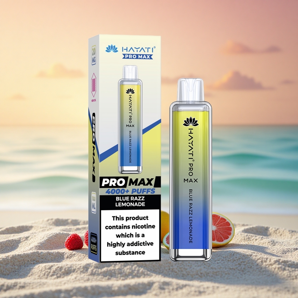 Hayati Pro Max 4000 Puffs Blaue Himbeer-Zitronenlimonade Dual Mesh Coil 1400mAh Rechargebar