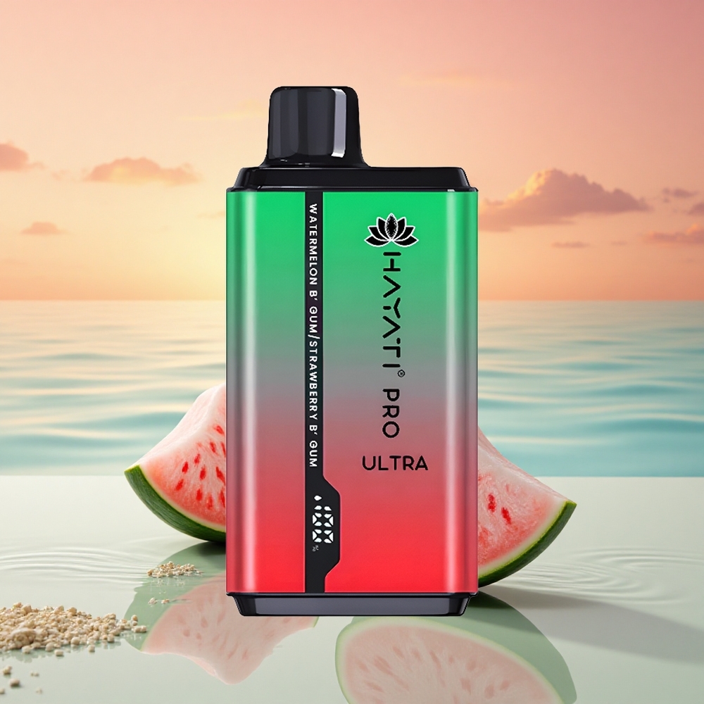 Hayati Pro Ultra 15000 Puffs Wassermelonen-Kaugummi-Erdbeer-Kaugummi mit 850mAh und 12ml