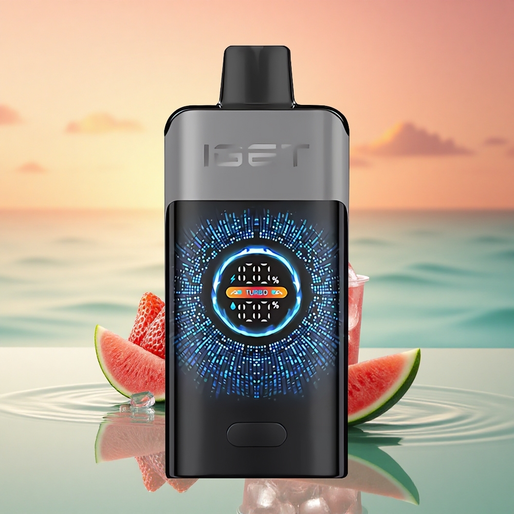 IGET ONE 12000 Puffs Erdbeer-Wassermelonen-Eis mit Dual-Mesh-Spule und Farbdisplay