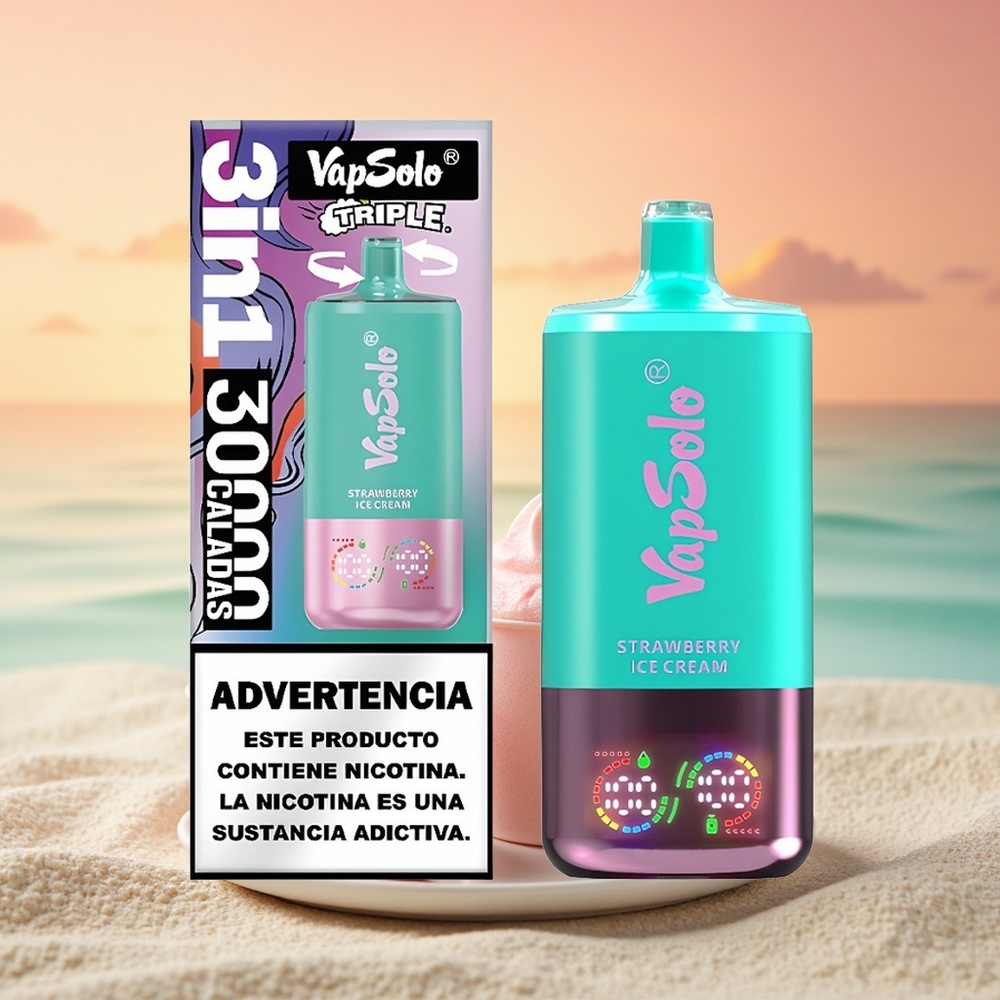 Vapsolo Triple 30000 Puffs Erdbeer-Eiscreme Typ-C 40ml 50mg