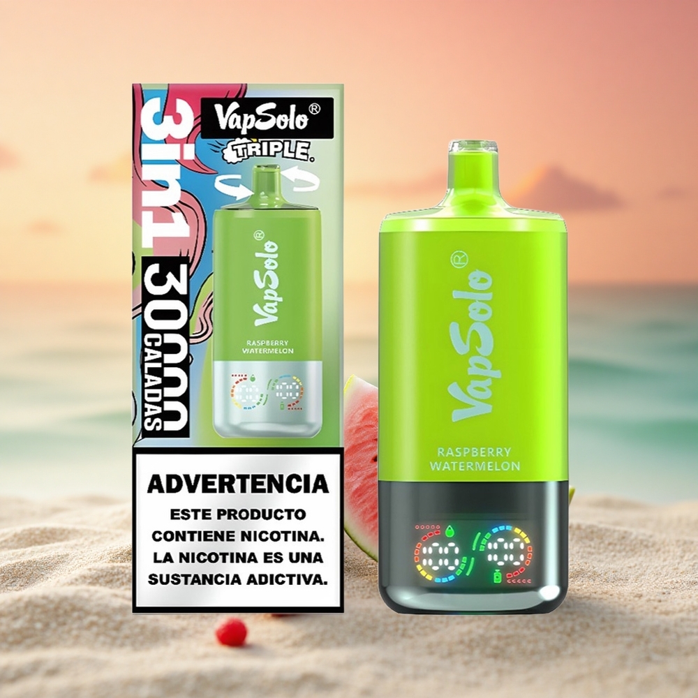 Vapsolo Triple 30000 Puffs Himbeer-Wassermelone Typ-C 40ml