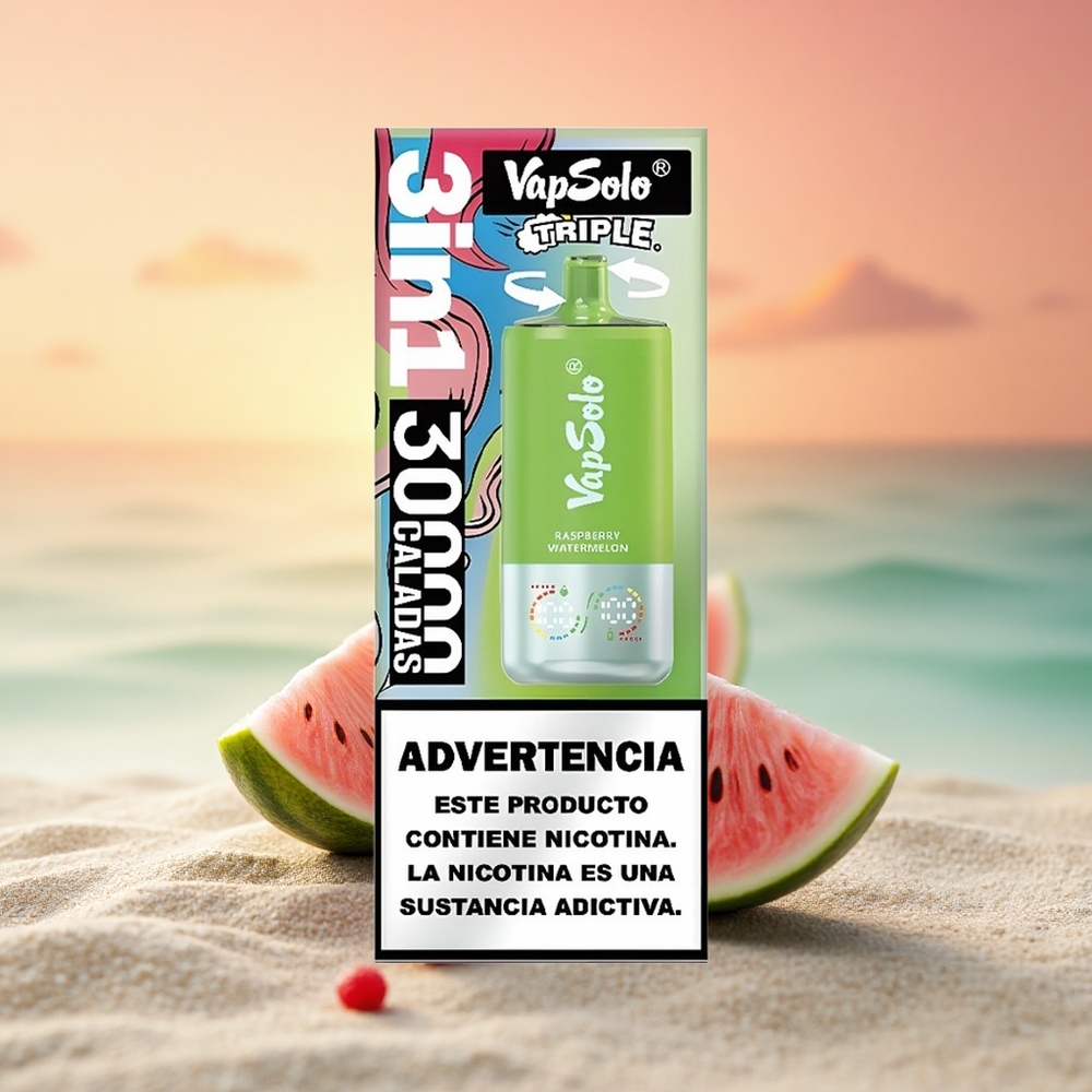 Vapsolo Triple 30000 Puffs Himbeer-Wassermelone Typ-C 40ml