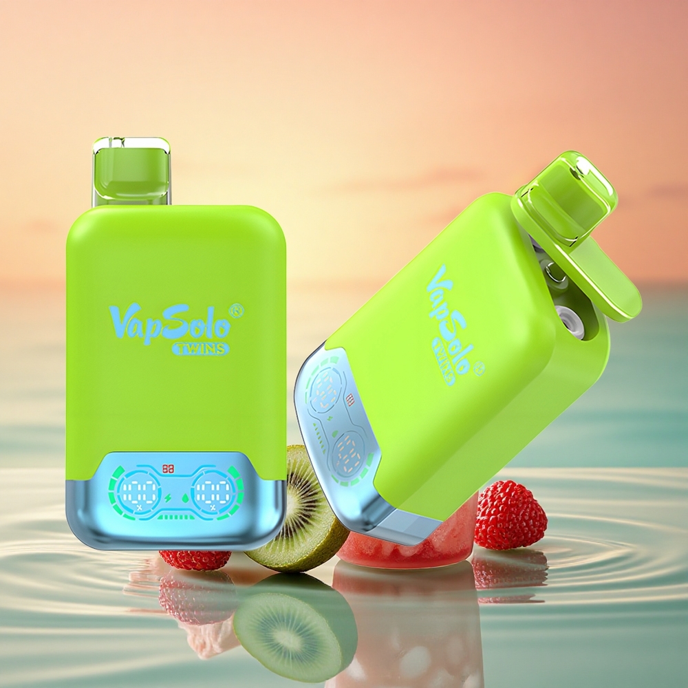Vapsolo Twins 20000 Puffs Erdbeer-Kiwi & Erdbeer-Himbeer-Eis mit 40 ml E-Liquid und Typ-C-Ladung