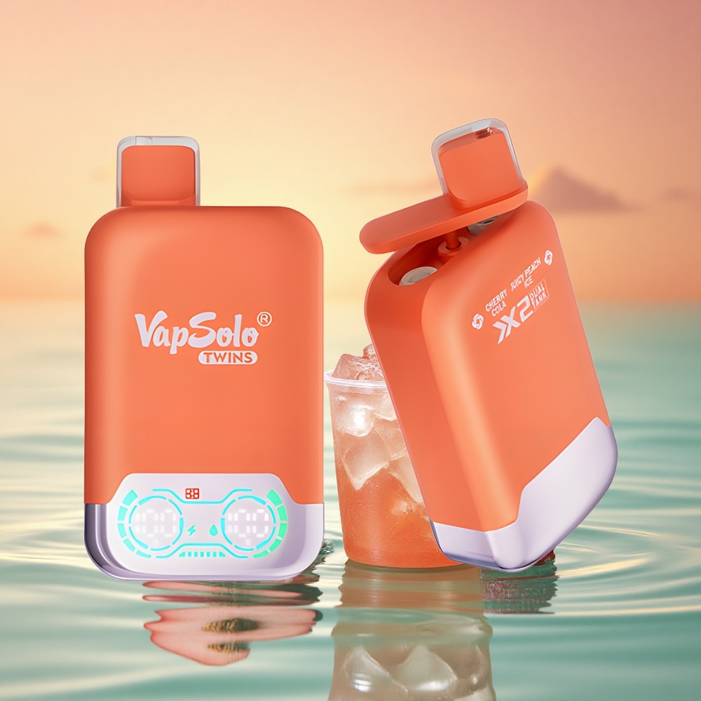 Vapsolo Twins 20000 Puffs Kirsch-Cola & Saftiger Pfirsich Eis mit 40 ml E-Liquid und Typ-C-Ladung