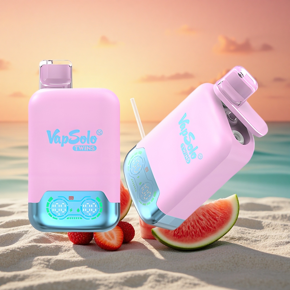 Vapsolo Twins 20000 Puffs Schwarzeis-Drachenfrucht-Erdbeere & Himbeer-Wassermelone 40ml 20mg Typ-C
