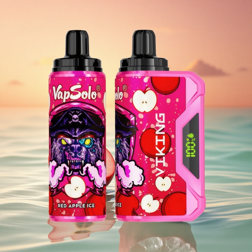 VapSolo VIKING 12000 Puffs Roter Apfel Eis mit LED-Anzeige und Typ-C-Ladung